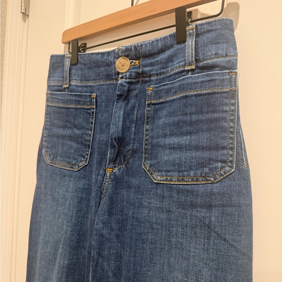 NEW ANTHROPOLOGIE MAEVE The Colette Crop Wide Leg Jeans 27 Petite Mini Fern Wash - Picture 6 of 10